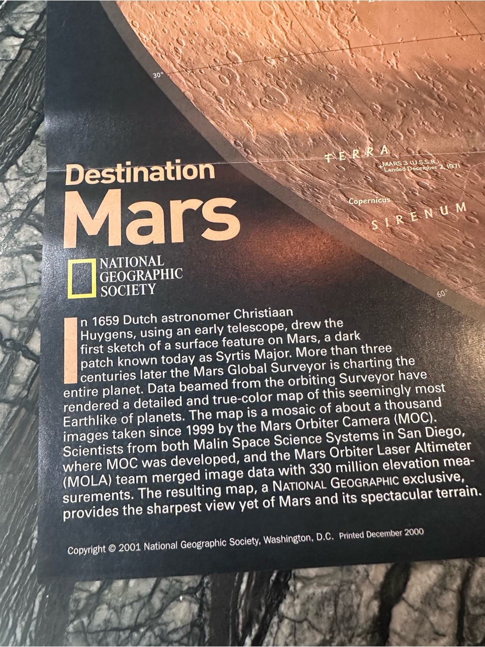 National Geographic Mars Map Vintage 2002